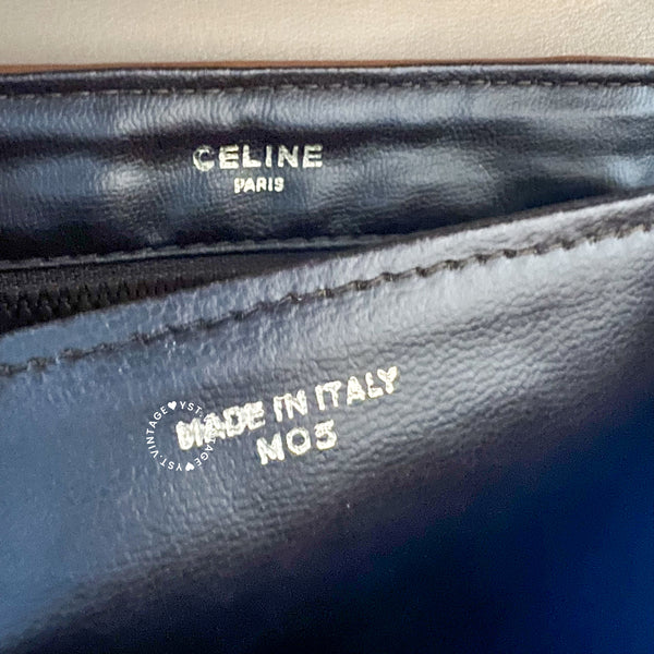 Vintage CELINE Triomphe Chain Shoulder Bag - Beige