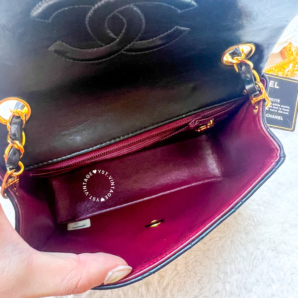 Vintage Chanel Mini Square Flap Bag - Black x Gold 004