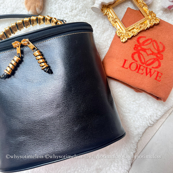 Vintage Loewe Velazquez Twist Handle Bag - Black