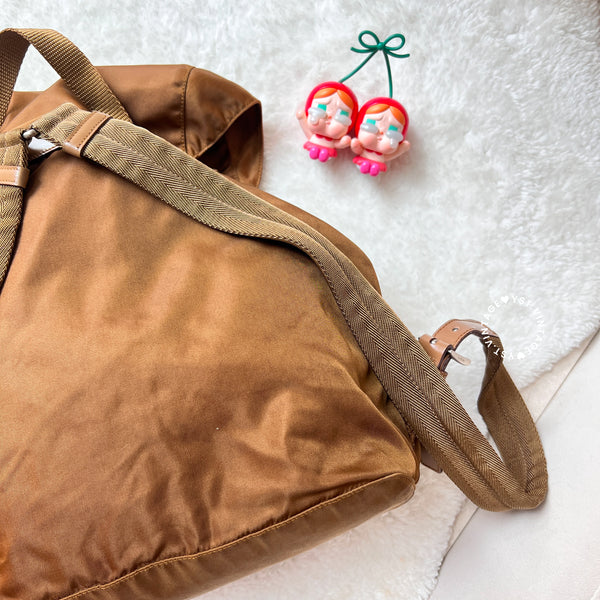 Vintage Prada Tessuto Nylon Vela Backpack - Caramel Brown