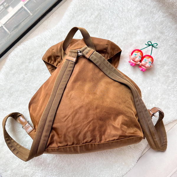 Vintage Prada Tessuto Nylon Vela Backpack - Caramel Brown
