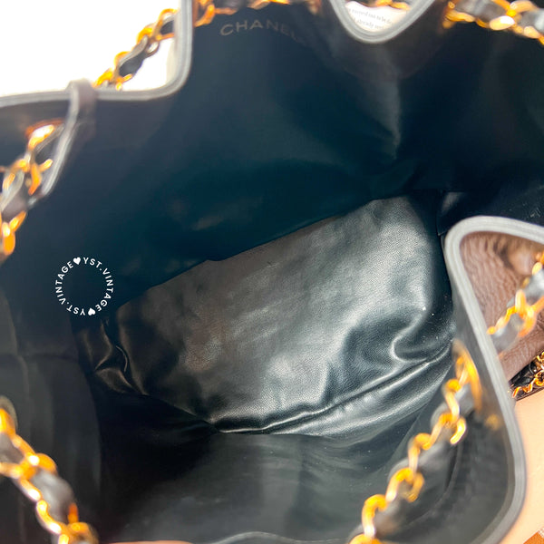 Vintage Chanel Bucket Bag with Coco Mark Chain - Black