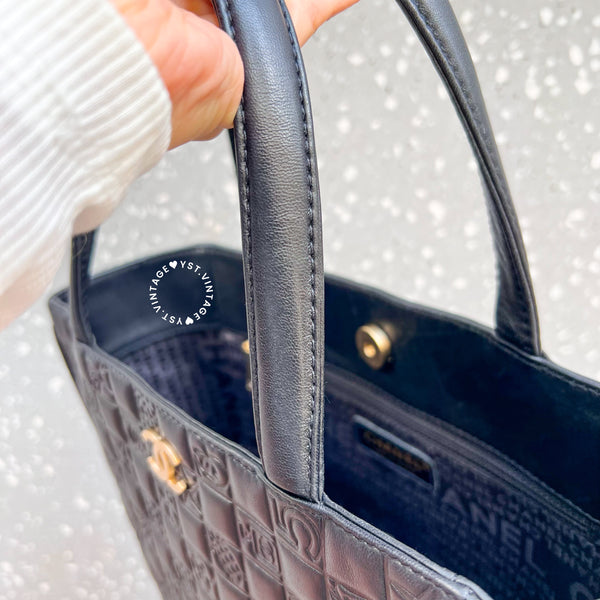 Vintage Chanel Camellia Vivian Tote Bag - Black