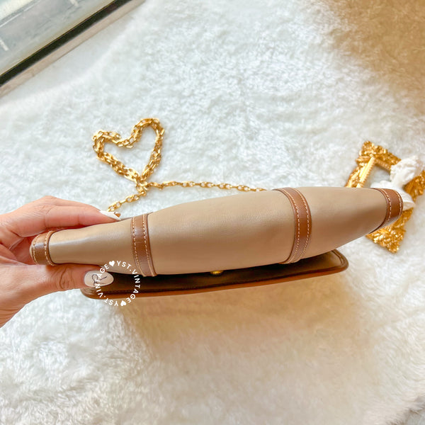 Vintage CELINE Triomphe Chain Shoulder Bag - Beige