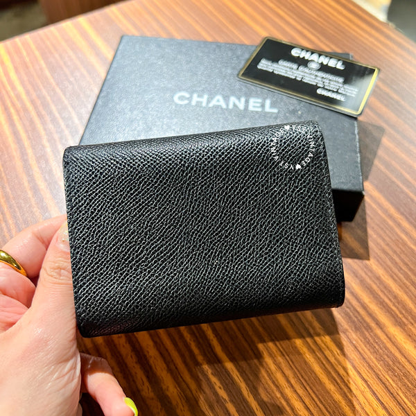 Vintage Chanel Caviar Coco Lock Short Wallet/ Card Holder - Black