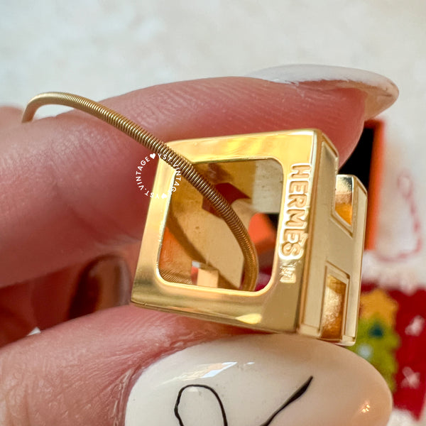 Vintage HERMÈS Cage d'H Pendant Necklace - Gold