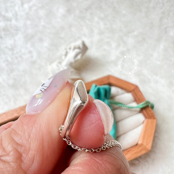 Vintage Tiffany & Co. Elsa Peretti Sterling Silver Open Heart Necklace - Size S