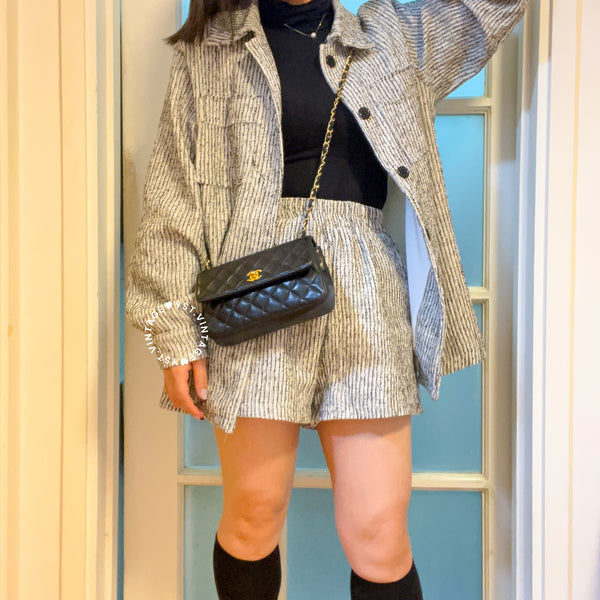 Vintage Chanel 19cm Mini CF Bag - Black x Gold