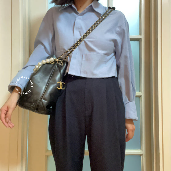 Vintage Chanel Bucket Bag with Coco Mark Chain - Black