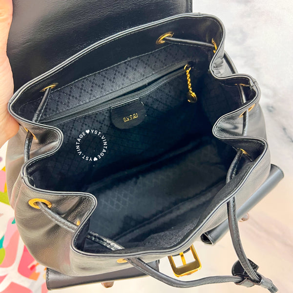 Vintage Gucci Bamboo Backpack - Black