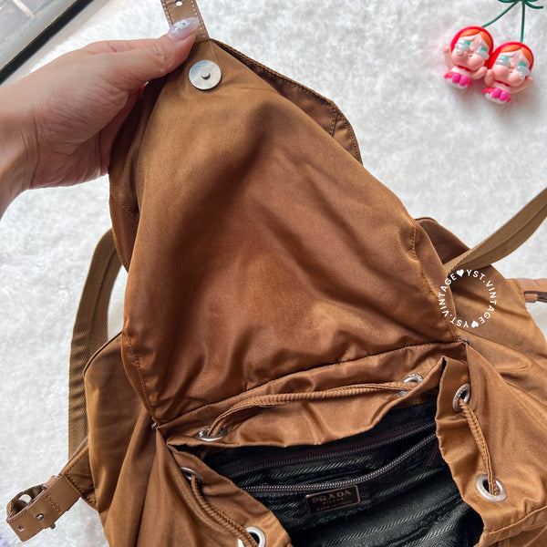 Vintage Prada Tessuto Nylon Vela Backpack - Caramel Brown