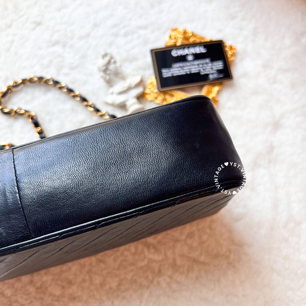 Vintage Chanel Single Flap Bag - Black x Gold 002