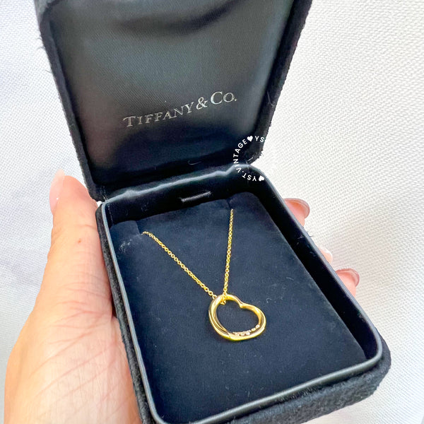 Vintage Tiffany & Co. Elsa Peretti 18KYG Open Heart Necklace