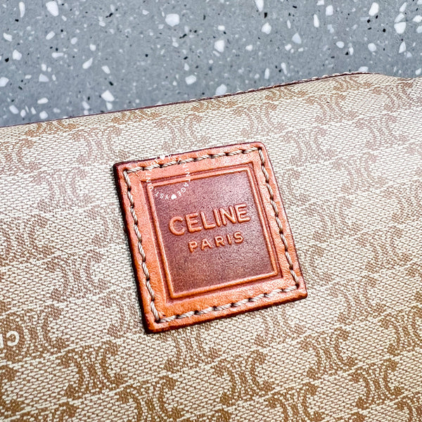 Vintage CELINE Macadam Small Makeup Bag - Beige