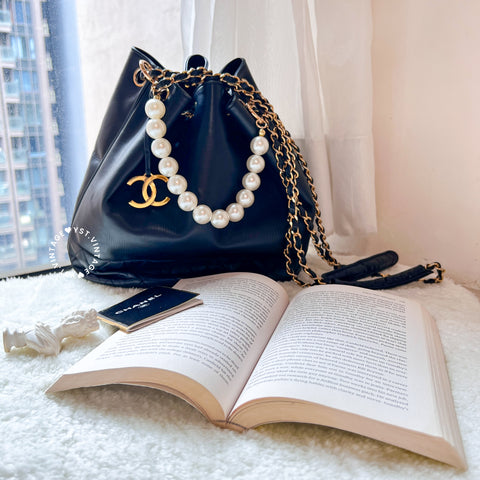 Vintage Chanel Bucket Bag with Coco Mark Chain - Black