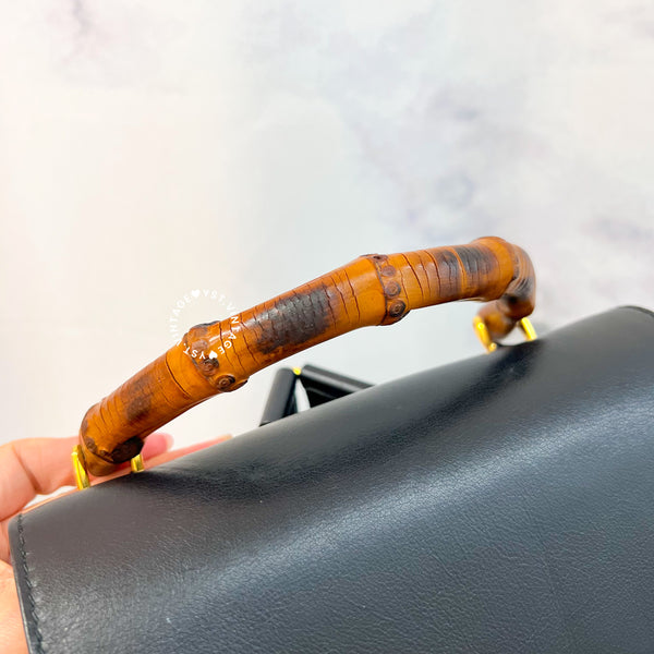 Vintage Gucci Bamboo Backpack - Black