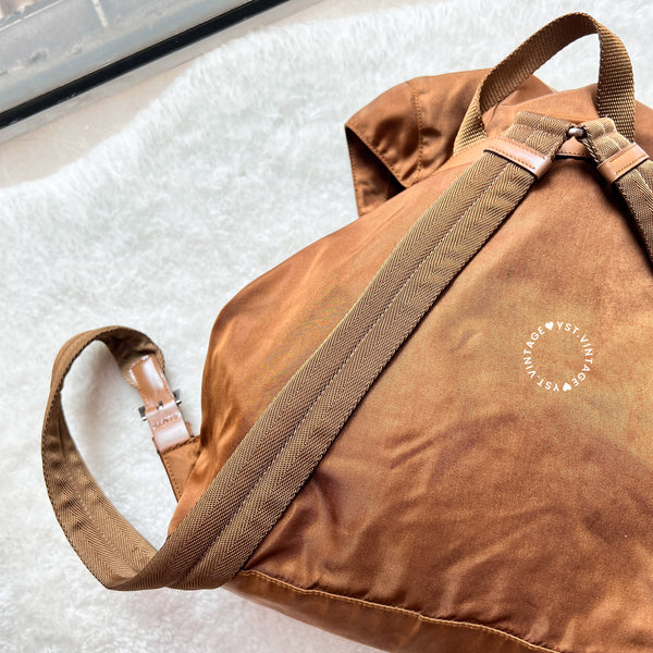 Vintage Prada Tessuto Nylon Vela Backpack - Caramel Brown