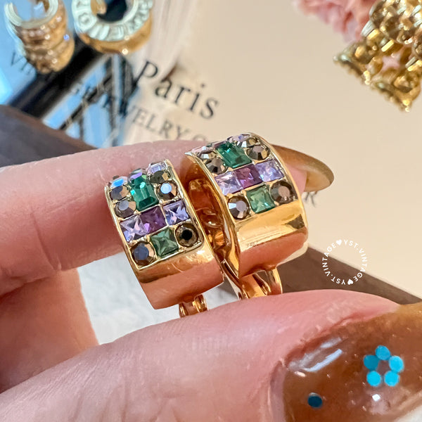 Vintage Givenchy Stained Glass Ear Clips