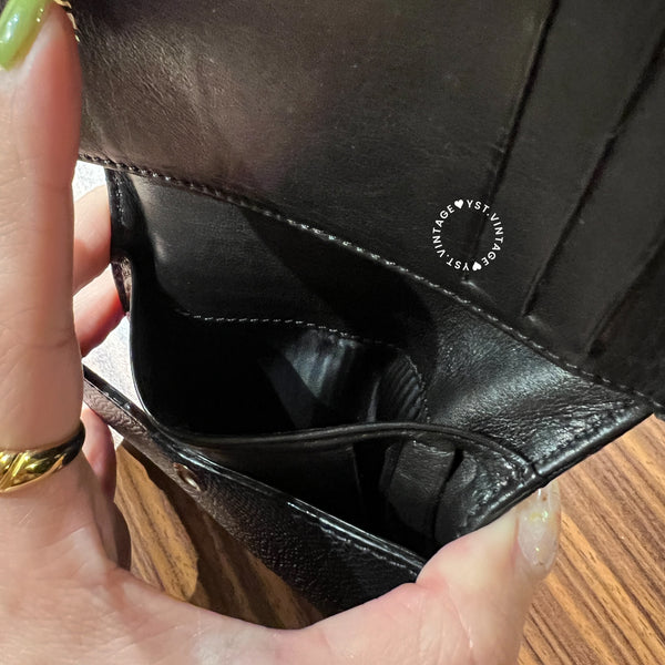 Vintage Chanel Caviar Coco Lock Short Wallet/ Card Holder - Black
