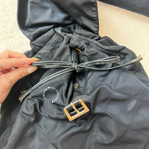 Vintage Prada Nylon Quilted Backpack - Navy