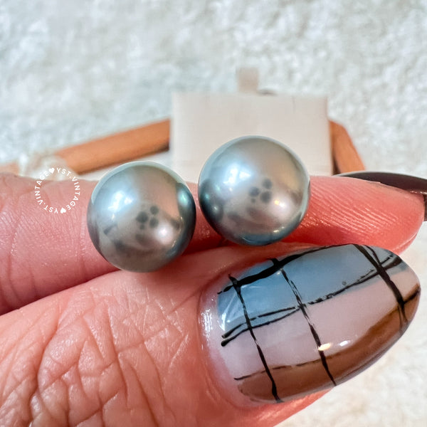 9-10mm 大溪地 Tahiti Pearl 18KPT900 Earrings - Ocean Blue