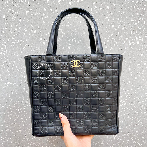 Vintage Chanel Camellia Vivian Tote Bag - Black