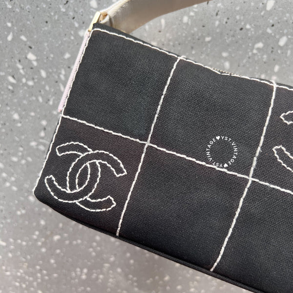 Vintage Chanel Canvas Hobo Bag - Black
