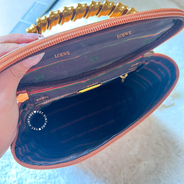 Vintage Loewe Velazquez Twist Handle Bag - Caramel Brown