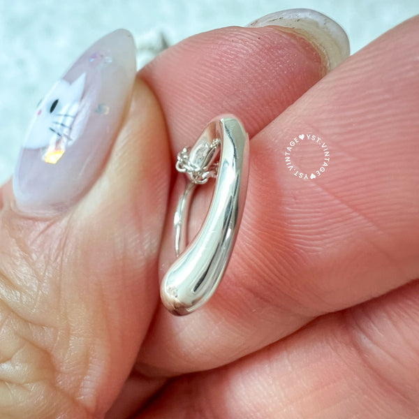 Vintage Tiffany & Co. Elsa Peretti Sterling Silver Open Heart Necklace - Size S