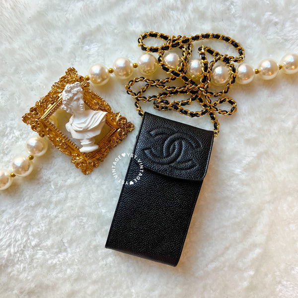 Vintage Chanel Caviar Mini Bag/ Phone Case - Black