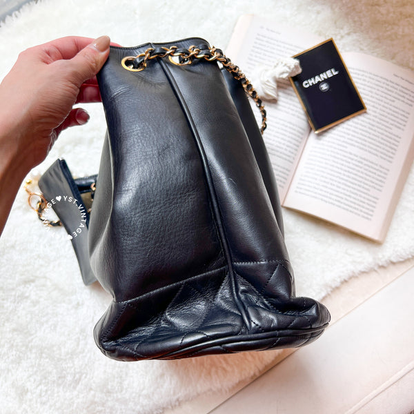 Vintage Chanel Bucket Bag with Coco Mark Chain - Black