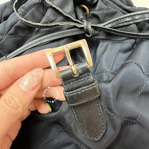 Vintage Prada Nylon Quilted Backpack - Navy