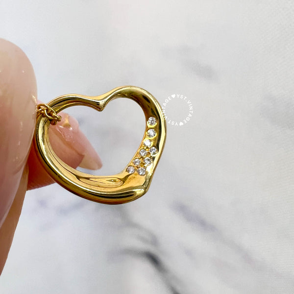 Vintage Tiffany & Co. Elsa Peretti 18KYG Open Heart Necklace
