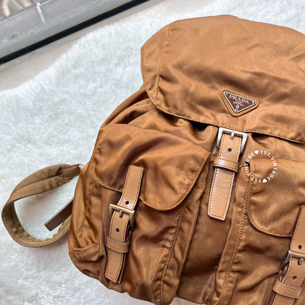 Vintage Prada Tessuto Nylon Vela Backpack - Caramel Brown