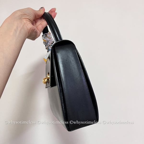 Vintage CELINE Planet Push Lock Kelly Bag - Black