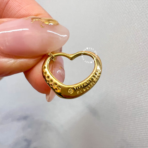 Vintage Tiffany & Co. Elsa Peretti 18KYG Open Heart Necklace
