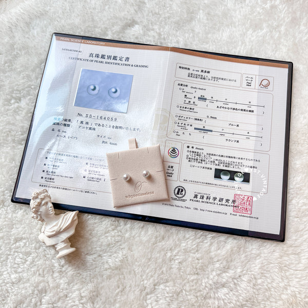 8.4mm 真多麻 Japanese Akoya 18KPT Earrings