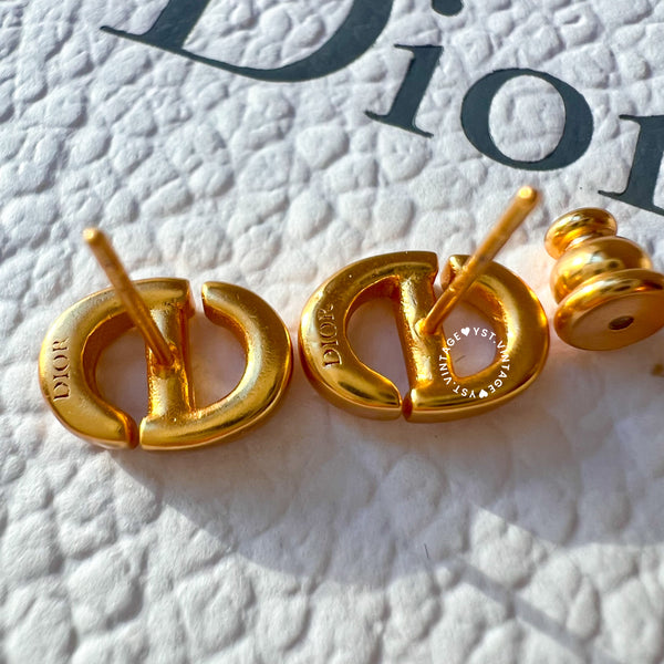 Pre-owned Dior CD Navy Stud Earrings