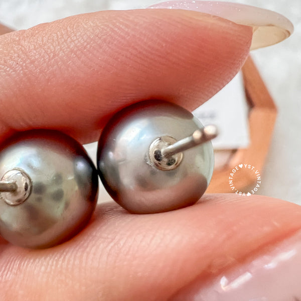 10mm+ 大溪地 Tahiti Pearl PT900 Earrings - Ocean Blue