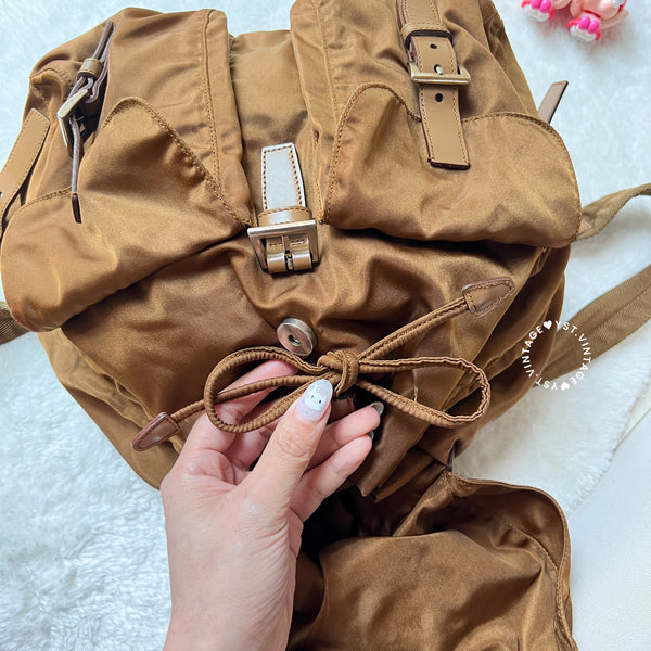 Vintage Prada Tessuto Nylon Vela Backpack - Caramel Brown