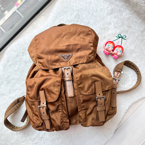 Vintage Prada Tessuto Nylon Vela Backpack - Caramel Brown