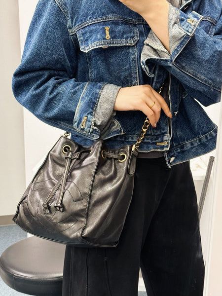 Vintage Chanel Bucket Bag - Black