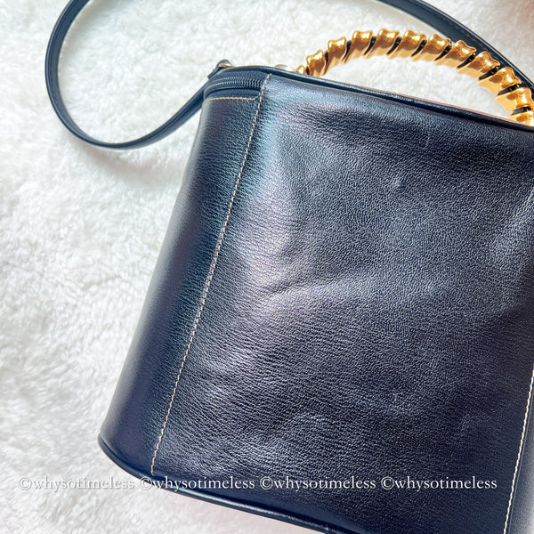 Vintage Loewe Velazquez Twist Handle Bag - Black