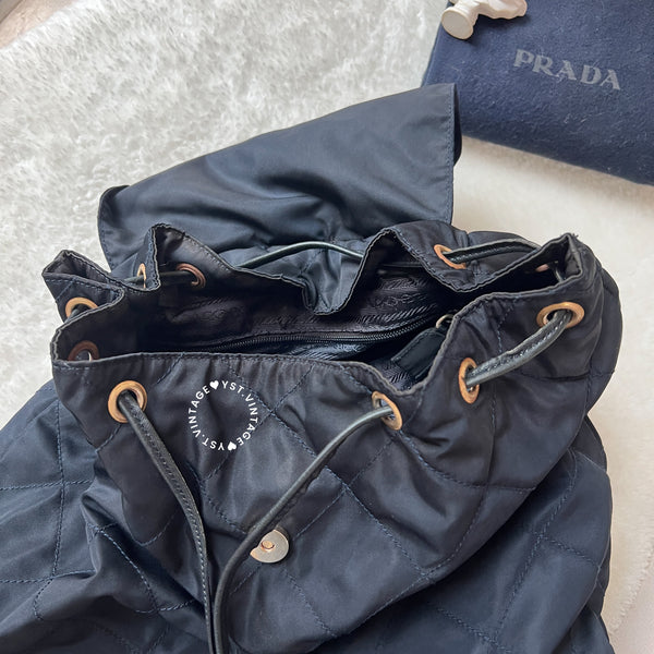 Vintage Prada Nylon Quilted Backpack - Navy