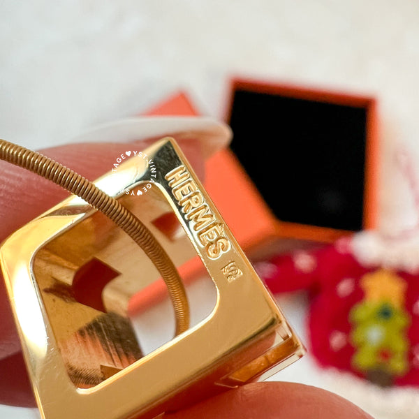 Vintage HERMÈS Cage d'H Pendant Necklace - Gold