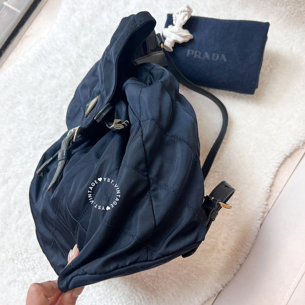 Vintage Prada Nylon Quilted Backpack - Navy
