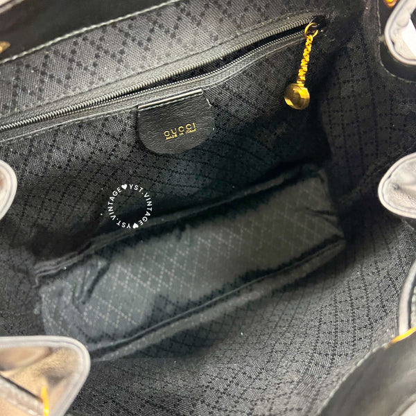 Vintage Gucci Bamboo Backpack - Black