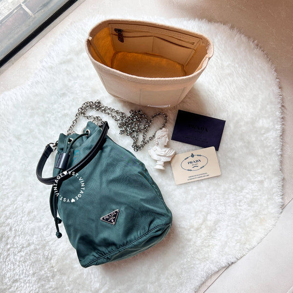 Vintage Prada Nylon Bucket Bag - Green