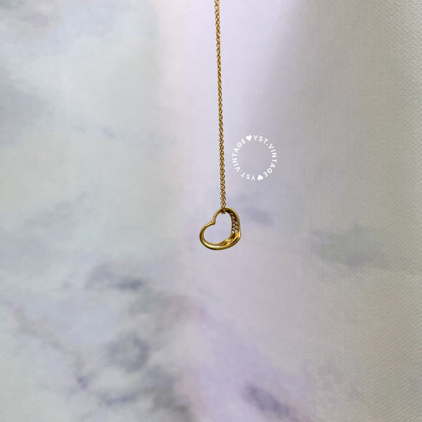 Vintage Tiffany & Co. Elsa Peretti 18KYG Open Heart Necklace