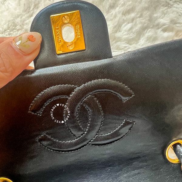 Vintage Chanel Mini Square Flap Bag - Black x Gold 004